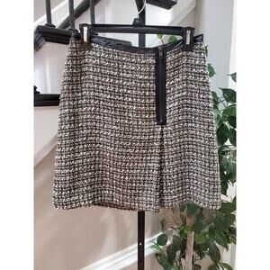 Halogen Women's Multicolor Acrylic Faux Leather Trim Back Zip Mini Skirt Size 2